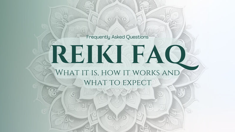 Reiki Master Alex sitting with open hands and the text Reiki FAQ to his side